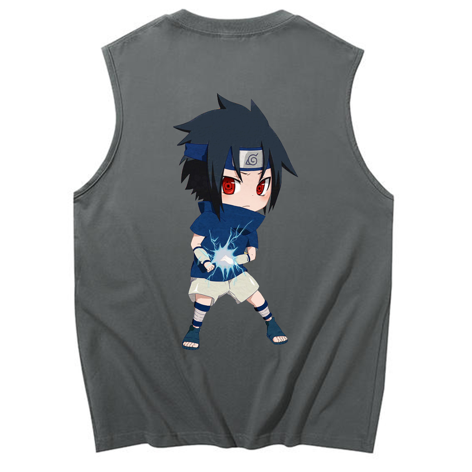 （画像用） NARUTO -ナルト- うちは サスケ Uchiha Sasuke コットン100％タンクトップ（背面プリント）